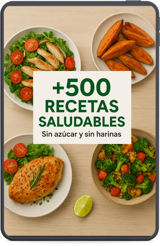 Un recetario completo con MÁS de 500 platos para transformar tu alimentación día a día para que nunca te quedes sin ideas + BONOS DE REGALO 🎁