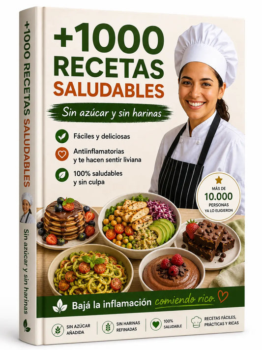 Un recetario completo con MÁS de 1.000 platos para transformar tu alimentación día a día para que nunca te quedes sin ideas + BONOS DE REGALO🎁